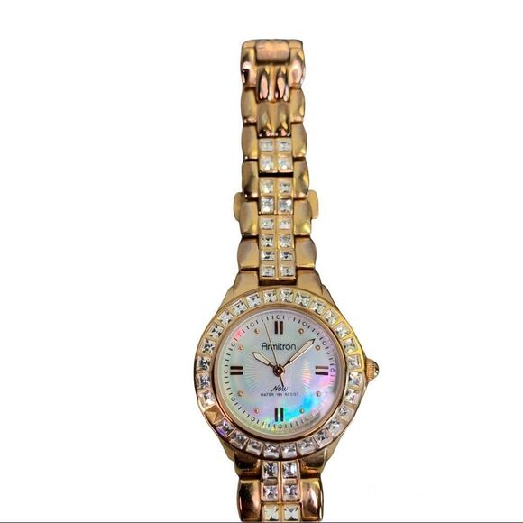 Armitron Now Gold-tone round mother of pearl face Quartz Watch